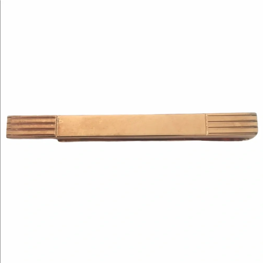 Vintage Gold-Tone Engravable Tie Bar and Cuff Links Set